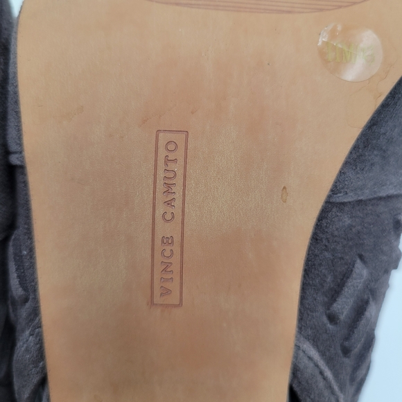 Vince Camuto Ebelin Suede Cone-Heel Shootie Open Toe Zip Back Gray 11M/43 - Picture 11 of 11